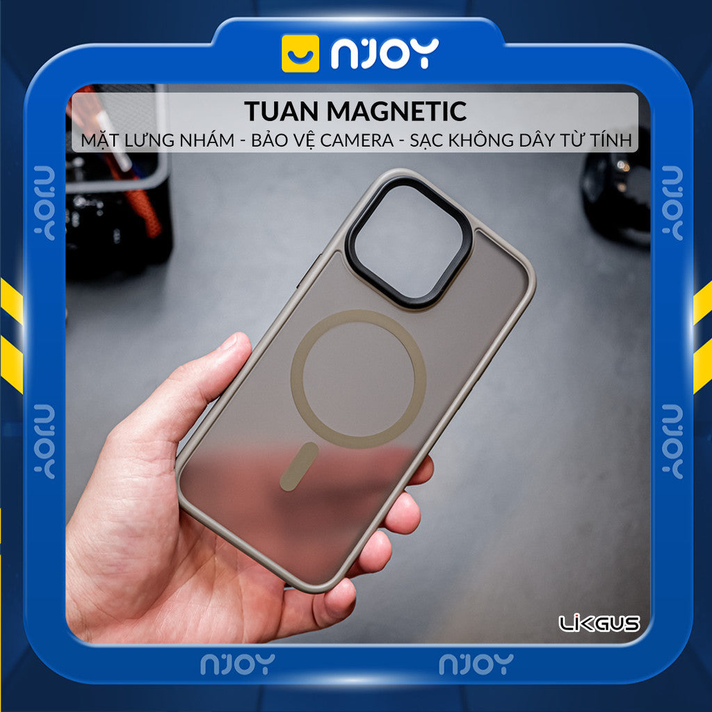 Ốp Hỗ Trợ Sạc Không Dây Likgus Lưng Nhám Chống Bẩn Cho iPhone 16 Pro Max 15 Pro Max 14 13 Njoyshop