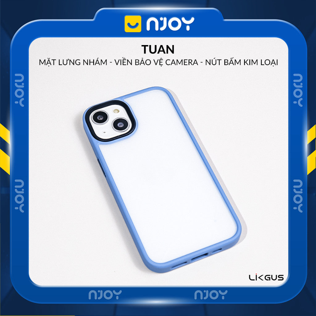 Ốp Nhám Viền Màu Chống Vân Tay Likgus Nút Kim Loại Cho iPhone 17 Pro Max 16 15 14 13 12 11