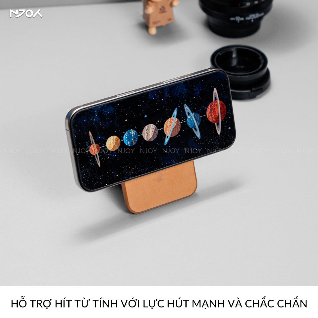 Ví Đựng Thẻ Magsafe Leather Kiêm Giá Đỡ Cho Điện Thoại iPhone 16 Pro Max 15 14 13 12