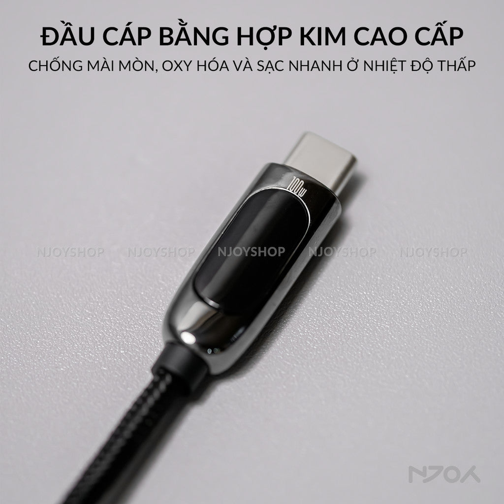 Cáp Sạc Nhanh Baseus 100W Đèn Led Báo Sạc Chống Đứt Gãy Cho iPhone iPad Laptop