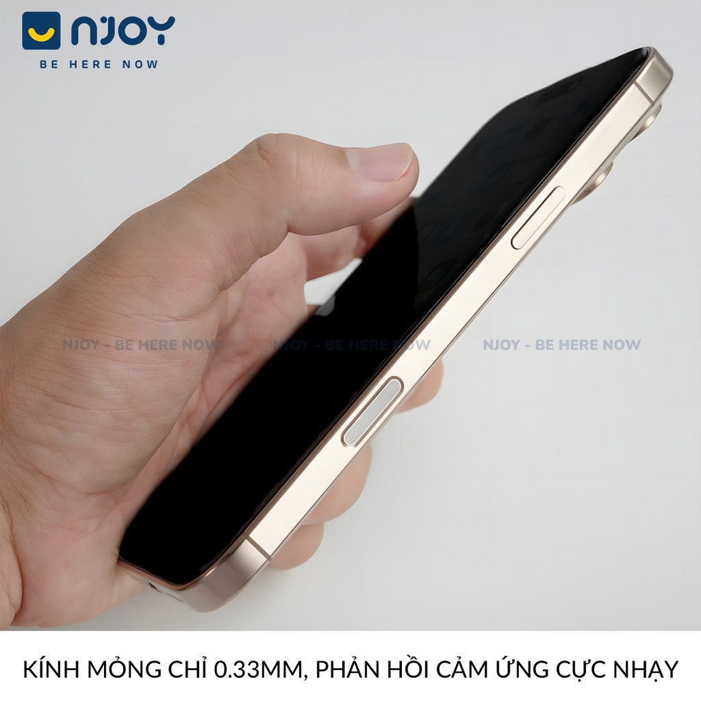 Kính Cường Lực Hoda Khung Tự Dán Chống Nhìn Trộm 3D Cho iPhone 17 Pro Max 16 15 14