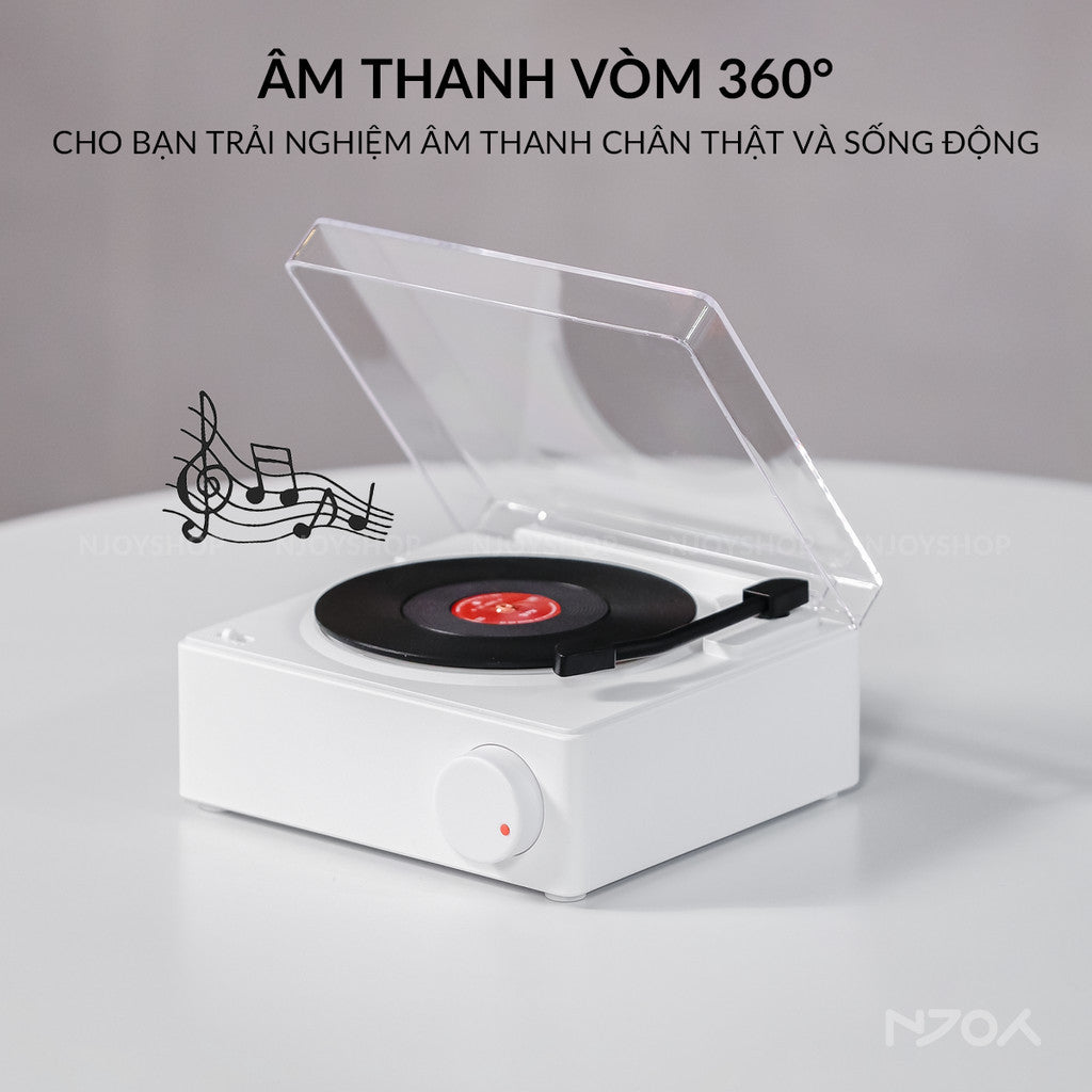 Loa Bluetooth Vintage Đĩa Than Xoay Trong Suốt Để Bàn Trang Trí Phòng Ngủ Quà Tặng