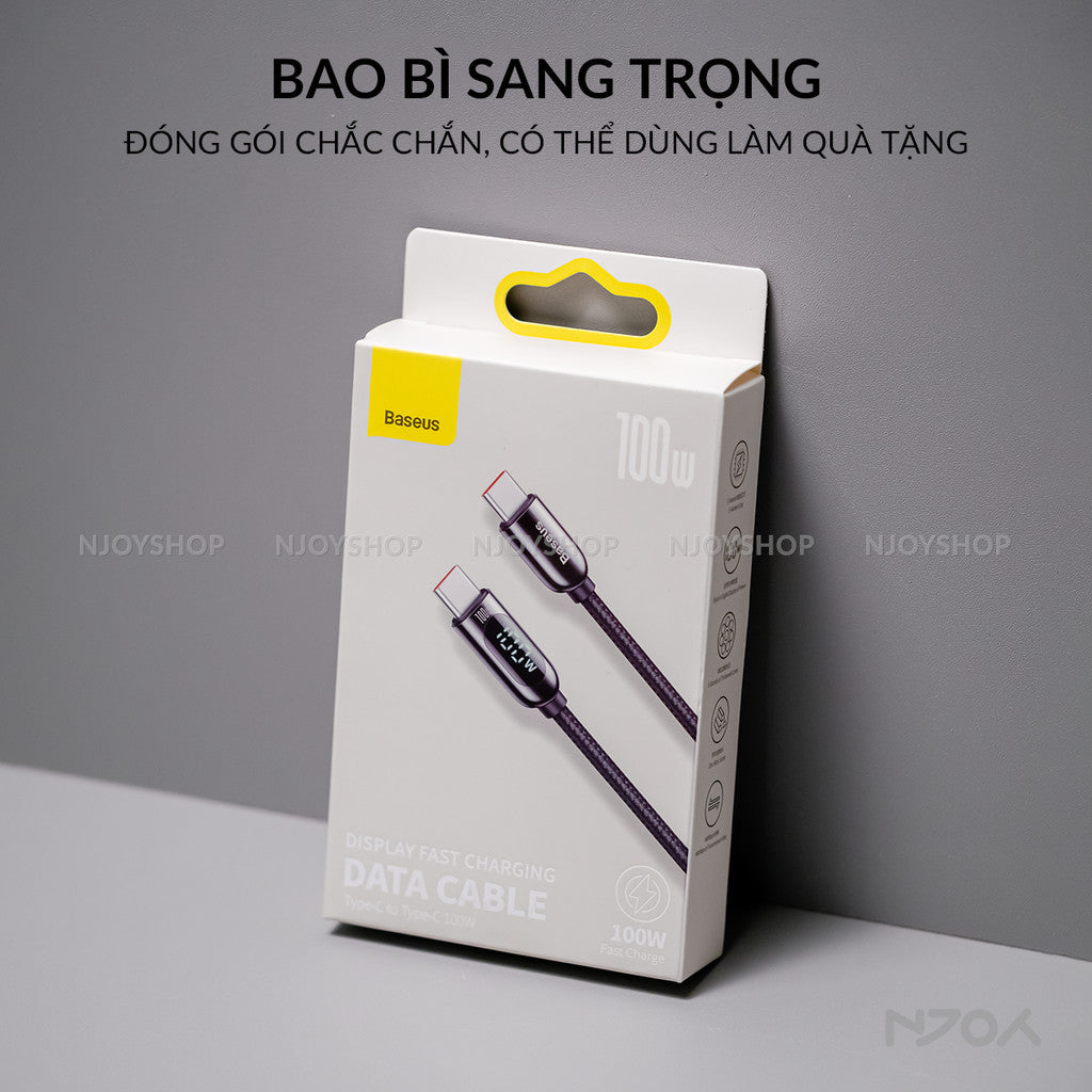 Cáp Sạc Nhanh Baseus 100W Đèn Led Báo Sạc Chống Đứt Gãy Cho iPhone iPad Laptop