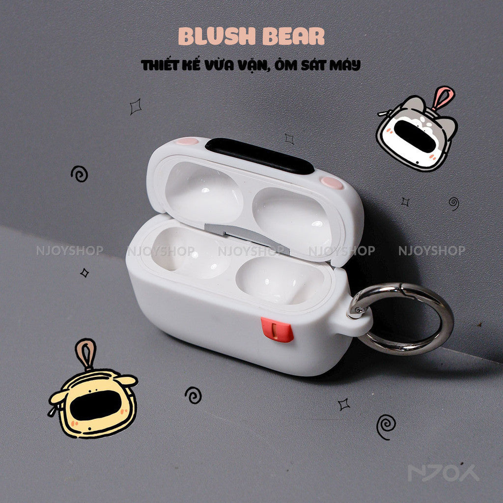 Ốp Silicon In Hình Gấu Dễ Thương Chống Sốc Kèm Móc Khóa Cho AirPods Pro 3 2