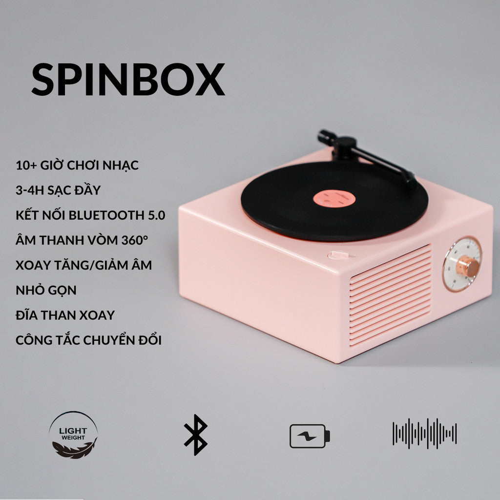 Loa Bluetooth Vintage Đĩa Than Xoay Trong Suốt Để Bàn Trang Trí Phòng Ngủ Quà Tặng
