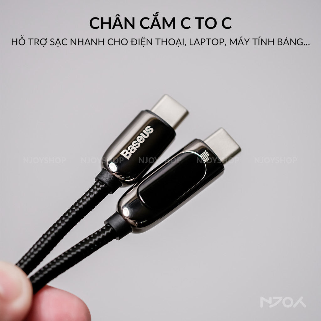 Cáp Sạc Nhanh Baseus 100W Đèn Led Báo Sạc Chống Đứt Gãy Cho iPhone iPad Laptop