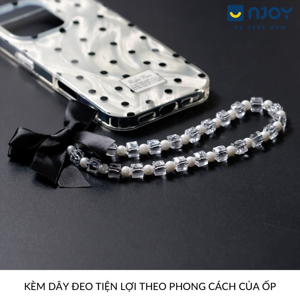 Ốp Lưng Chấm Bi Tráng Gương Kèm Dây Đeo Sang Trọng Cho Điện Thoại iPhone 16 Pro Max 15 14 13