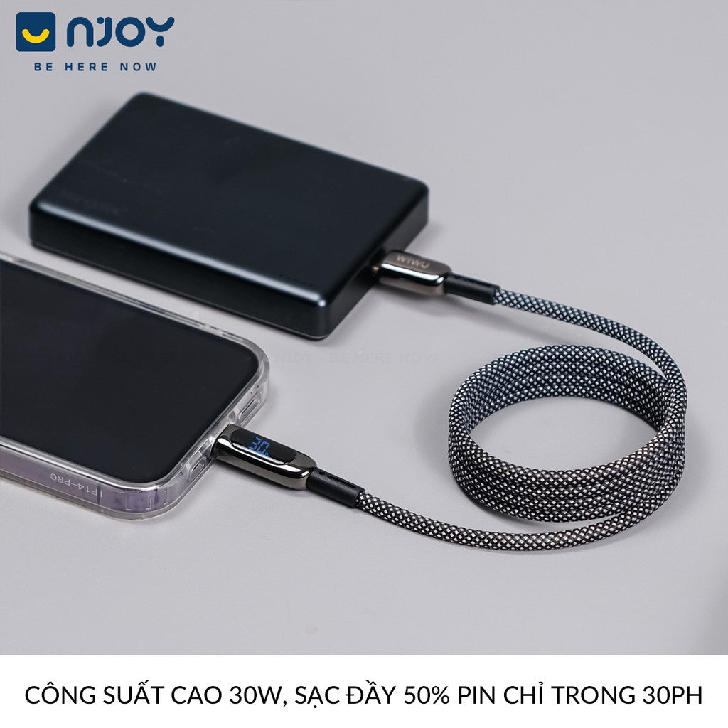 Cáp Sạc Nhanh Nam Châm WIWU 30W 100W Chân Cắm Type C Cho Điện Thoại iPhone Macbook Tablet iPad