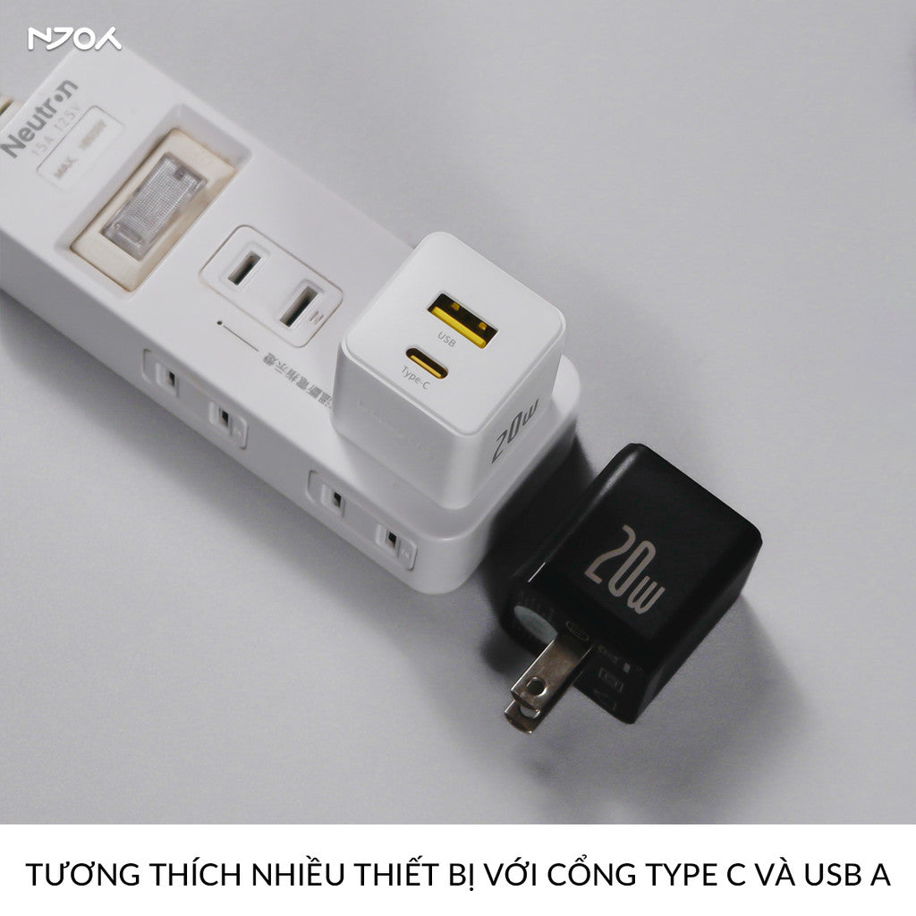 Củ Sạc Nhanh 20W Baseus Palm 2 Cổng Type C USB-A Nhỏ Gọn Cho iPhone Samsung