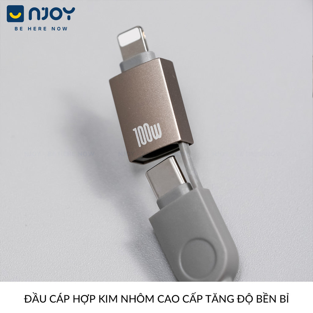Cáp Sạc Đa Năng Wiwu 4 in 1 100W Chống Đứt Gãy Cho Điện Thoại iPhone Samsung Laptop Macbook iPad