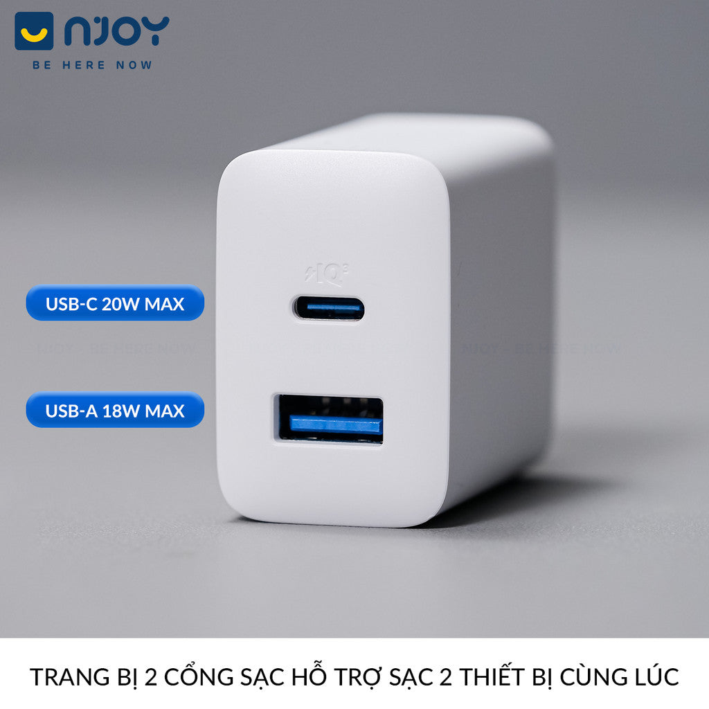 Củ Sạc Nhanh Anker 20W 2 Cổng Sạc Type C Usb Nhỏ Gọn Cho Điện Thoại iPhone 16 Pro Max 15 14 13 12