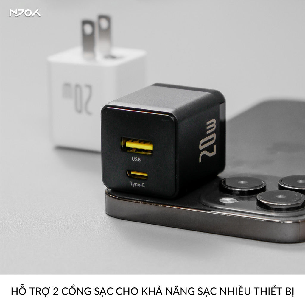 Củ Sạc Nhanh 20W Baseus Palm 2 Cổng Type C USB-A Nhỏ Gọn Cho iPhone Samsung
