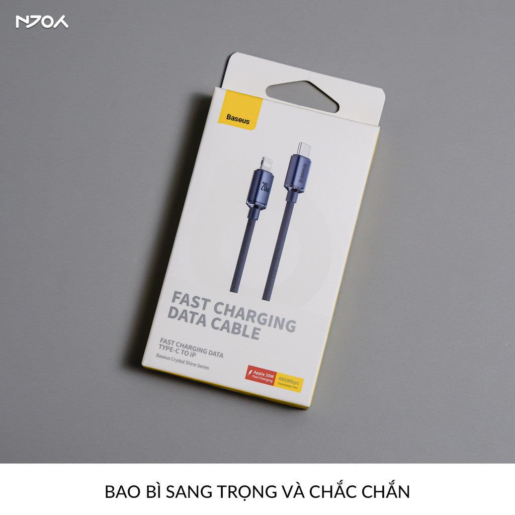 Cáp Sạc Nhanh Baseus 20W Trong Suốt Chân Cắm Type C Cho iPhone 14 Pro Max 13 12