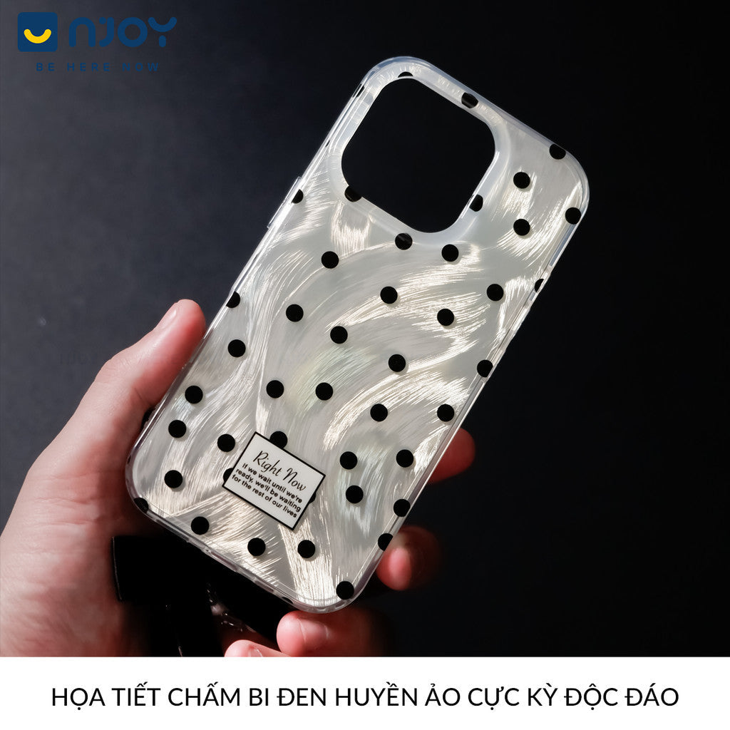 Ốp Lưng Chấm Bi Tráng Gương Kèm Dây Đeo Sang Trọng Cho Điện Thoại iPhone 16 Pro Max 15 14 13