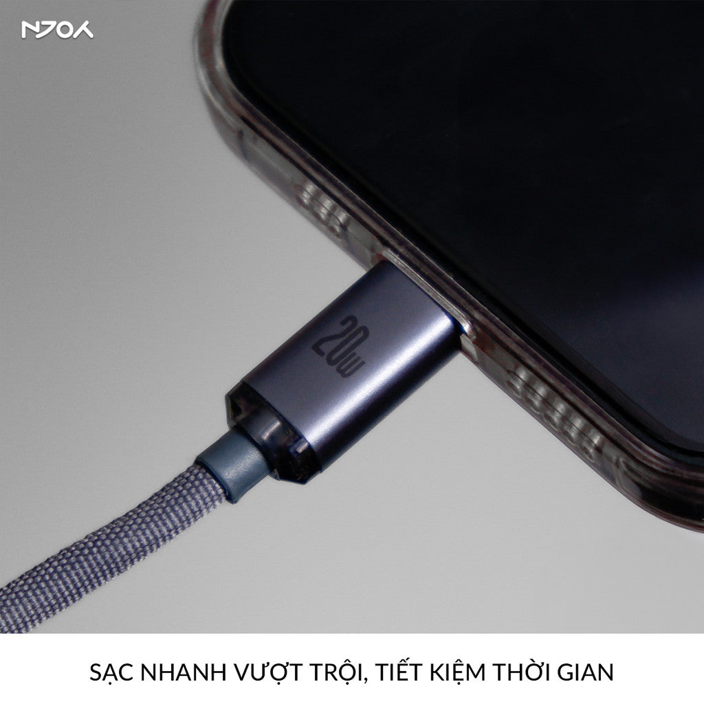 Cáp Sạc Nhanh Baseus 20W Trong Suốt Chân Cắm Type C Cho iPhone 14 Pro Max 13 12