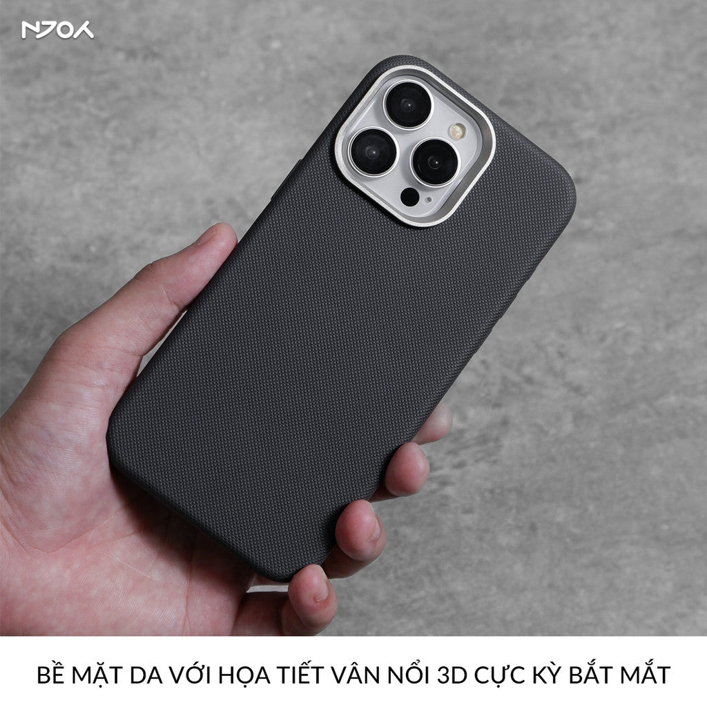 Ốp Magsafe Lưng Nhám Vân Nổi 3D Rammus Viền Kim Loại Cho iPhone 17 Pro Max 16 15 14 13 12