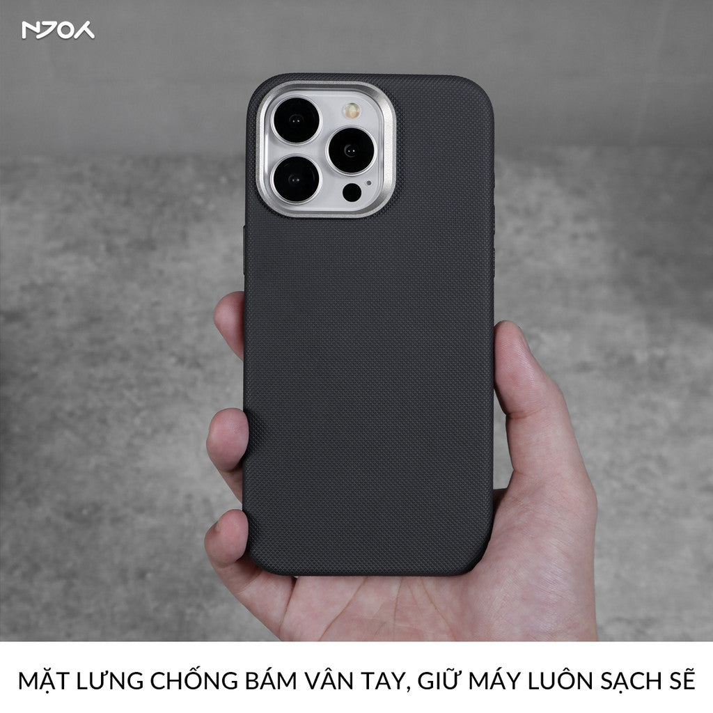 Ốp Magsafe Lưng Nhám Vân Nổi 3D Rammus Viền Kim Loại Cho iPhone 17 Pro Max 16 15 14 13 12