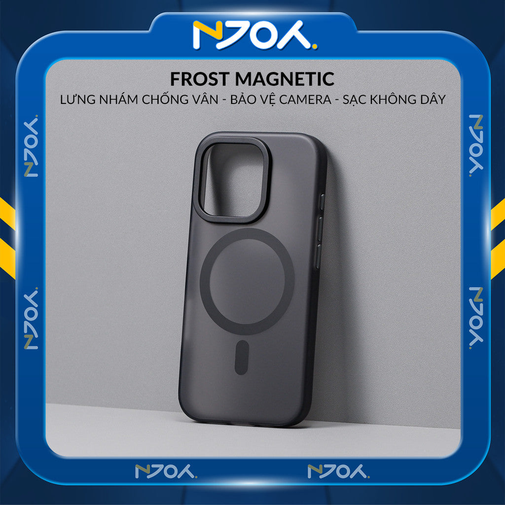 Ốp Nhám Hỗ Trợ Sạc Không Dây Từ Tính Cao Cấp Bảo Vệ Camera Cho Điện Thoại iPhone 16 Pro Max 15 14