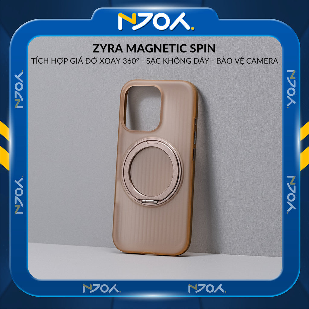 Ốp Lưng Kiêm Giá Đỡ Xoay 360 Độ Hỗ Trợ Sạc Không Dây Từ Tính Cho Điện Thoại iPhone 16 Pro Max 15 14