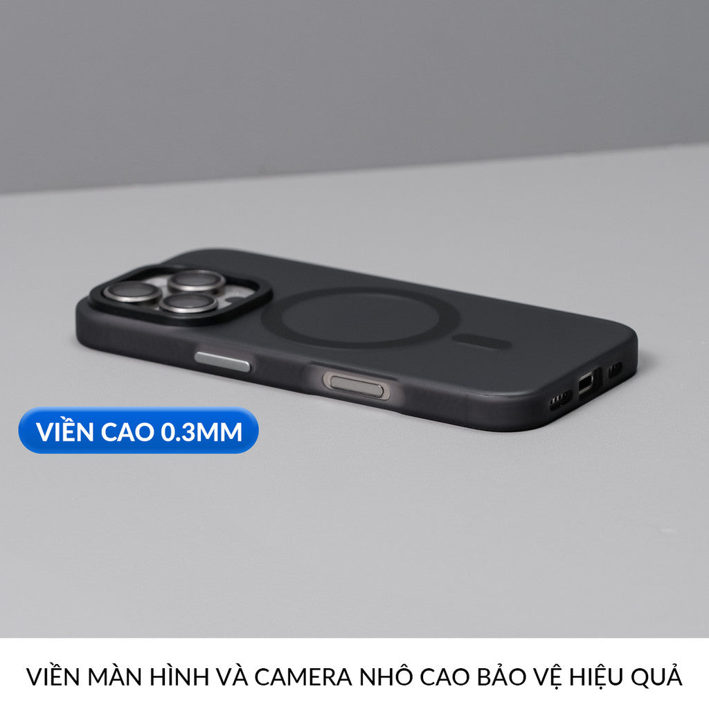 Ốp Nhám Hỗ Trợ Sạc Không Dây Từ Tính Cao Cấp Bảo Vệ Camera Cho Điện Thoại iPhone 16 Pro Max 15 14
