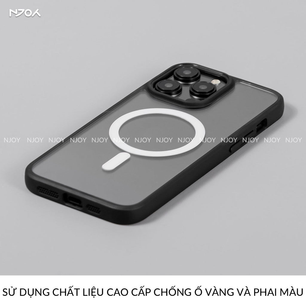 Ốp Trong Suốt Likgus Viền Màu Hỗ Trợ Sạc Không Dây Từ Tính Cho iPhone 16 Pro Max 15 14 13 12