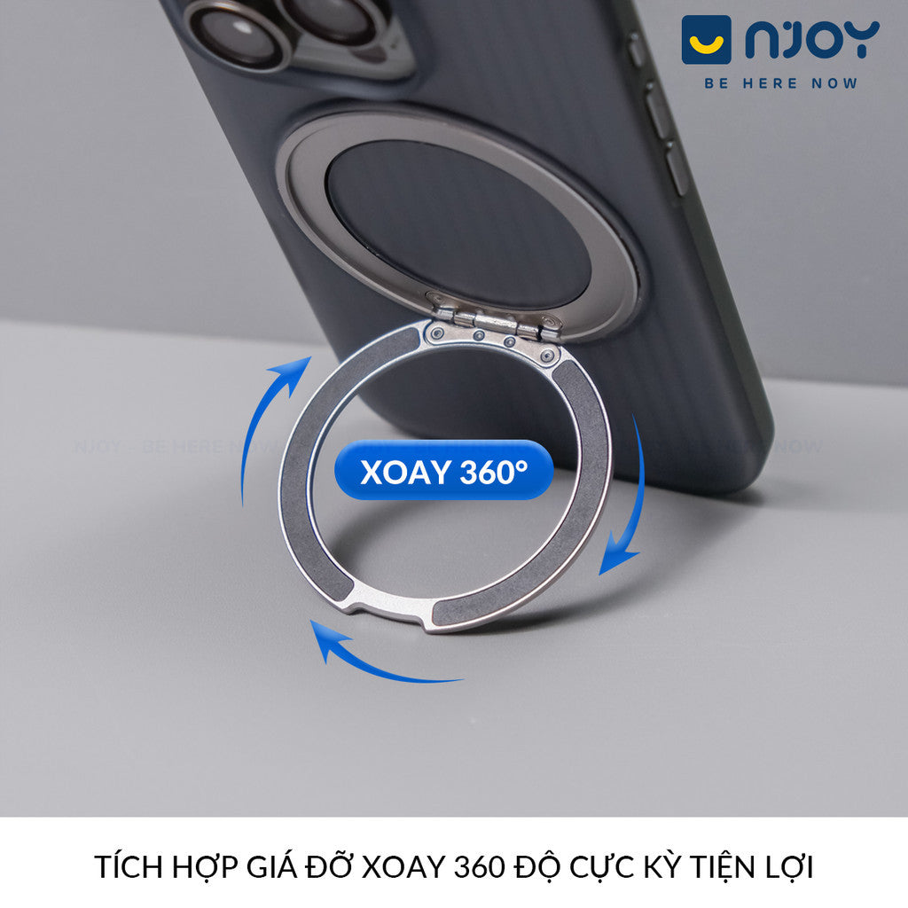 Ốp Lưng Kiêm Giá Đỡ Xoay 360 Độ Hỗ Trợ Sạc Không Dây Từ Tính Cho Điện Thoại iPhone 16 Pro Max 15 14