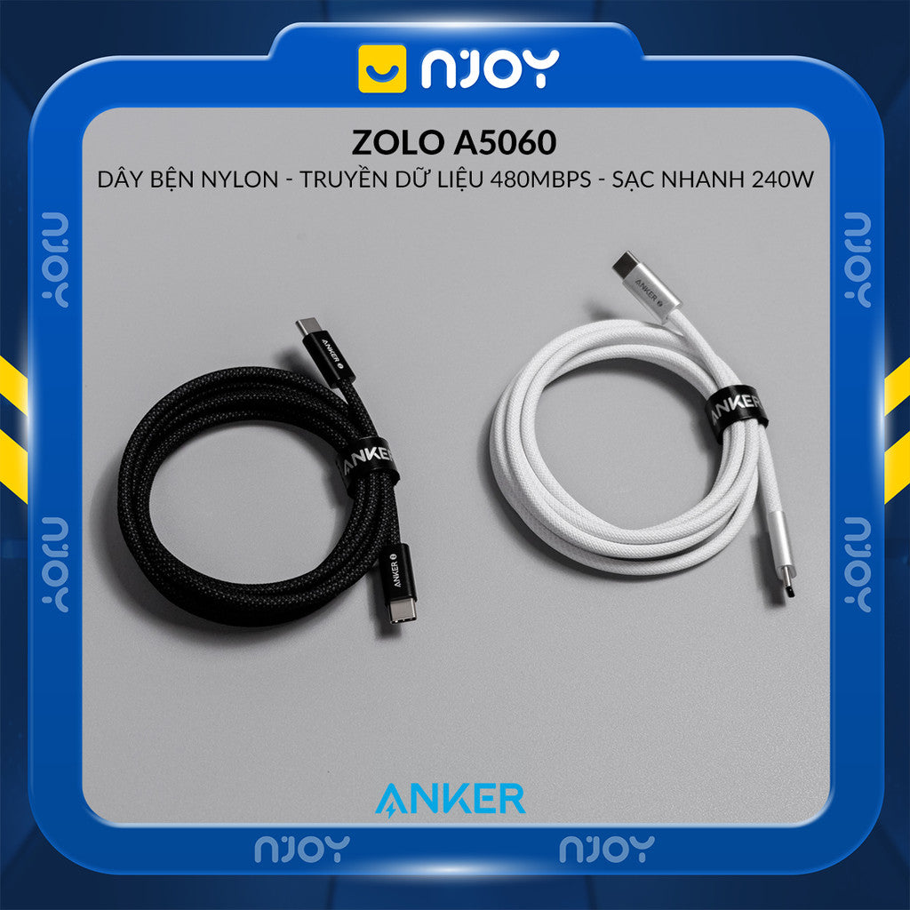 Cáp Sạc Nhanh 240W Anker Zolo Type C To Type C Cho Điện Thoại iPhone iPad Laptop Samsung