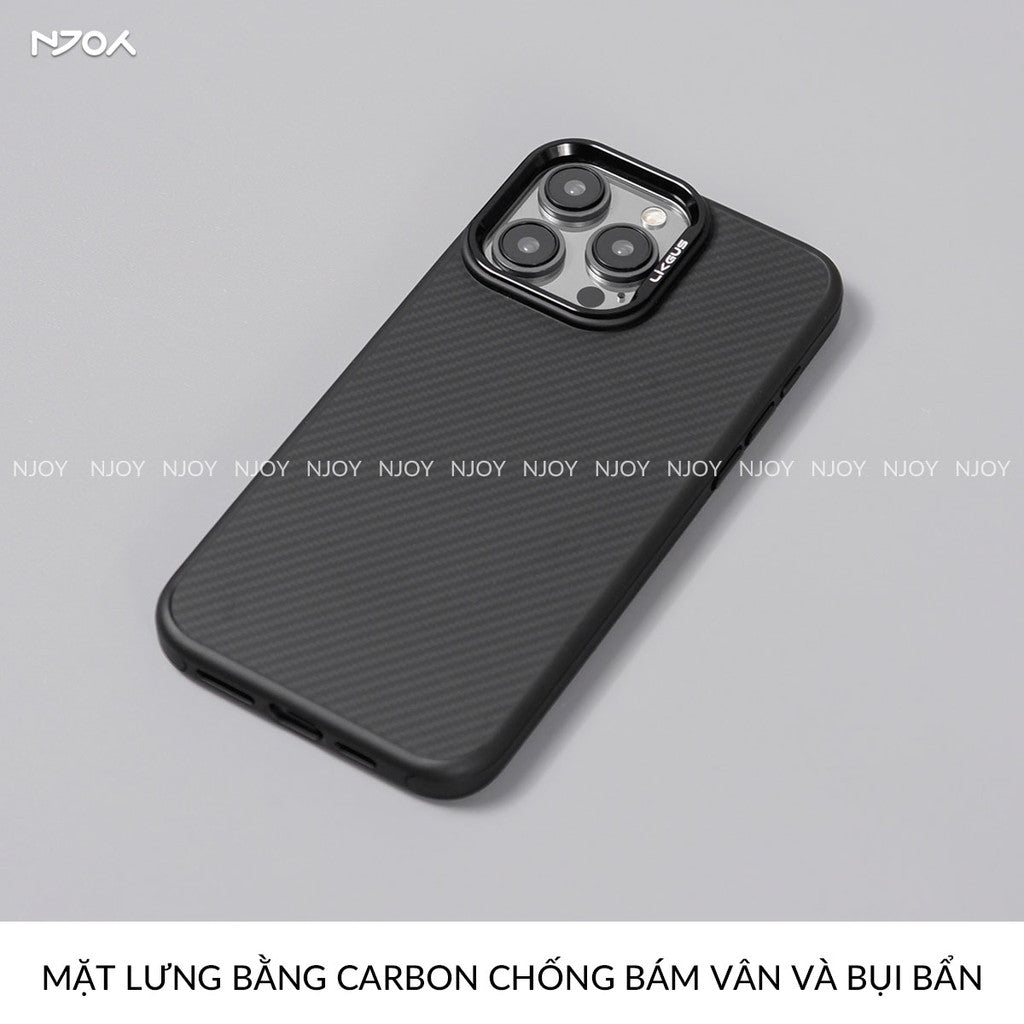 Ốp Lưng MagSafe Nhám Likgus Carbon Cao Cấp Hỗ Trợ Sạc Không Dây Cho iPhone