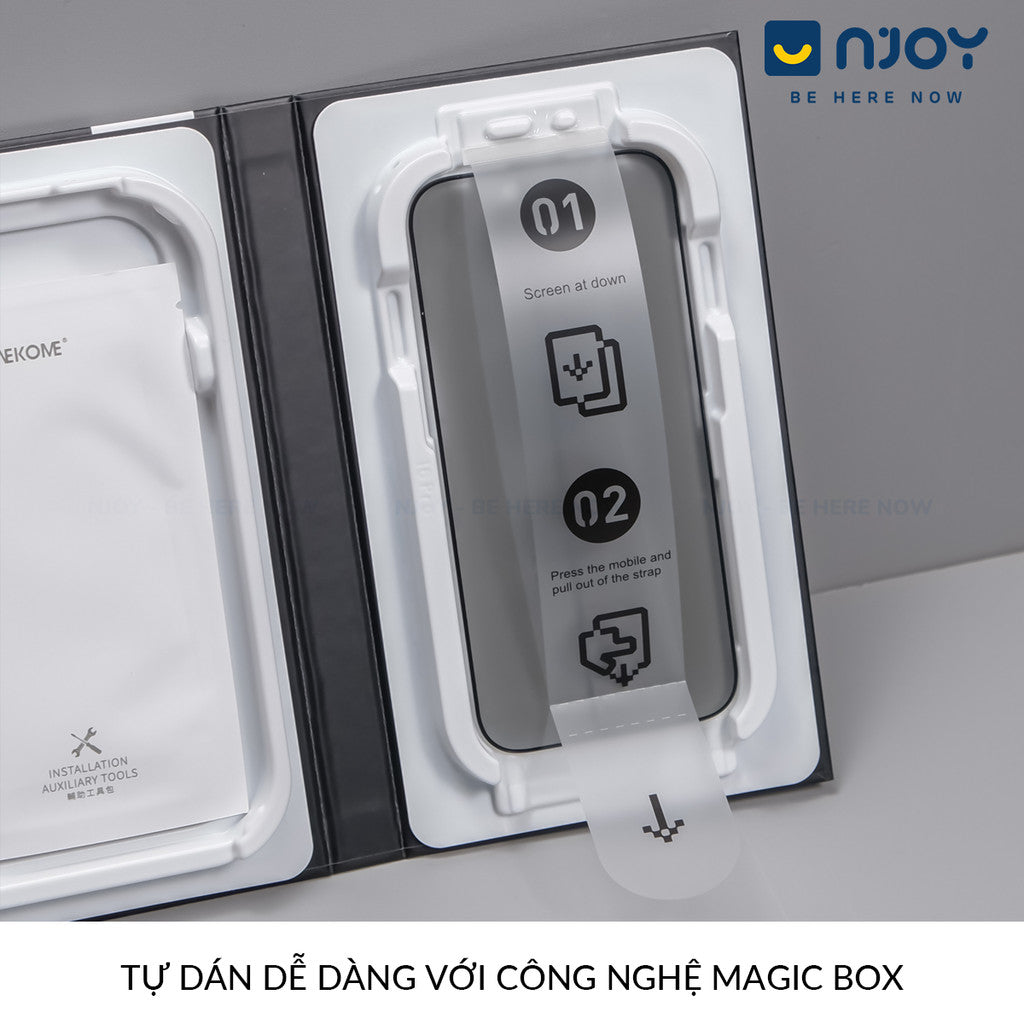 Kính Cường Lực Tự Dán Chống Trộm Chống Vân Tay Wekome 6D Cho Điện Thoại iPhone 16 Pro Max 15 14