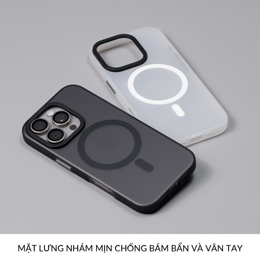 Ốp Nhám Hỗ Trợ Sạc Không Dây Từ Tính Cao Cấp Bảo Vệ Camera Cho Điện Thoại iPhone 16 Pro Max 15 14