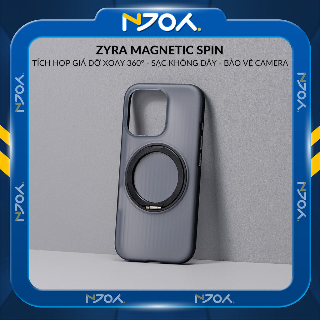 Ốp Lưng Kiêm Giá Đỡ Xoay 360 Độ Hỗ Trợ Sạc Không Dây Từ Tính Cho Điện Thoại iPhone 16 Pro Max 15 14