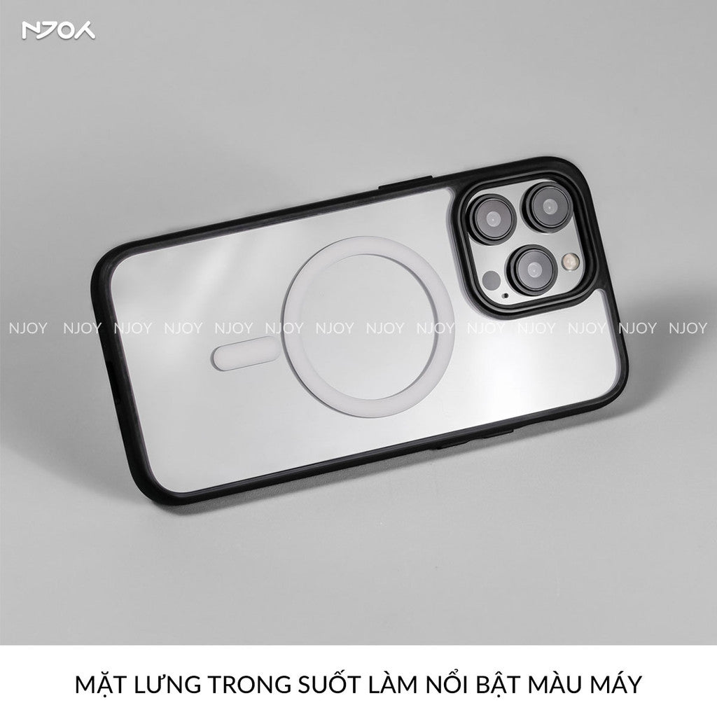 Ốp Trong Suốt Likgus Viền Màu Hỗ Trợ Sạc Không Dây Từ Tính Cho iPhone 16 Pro Max 15 14 13 12