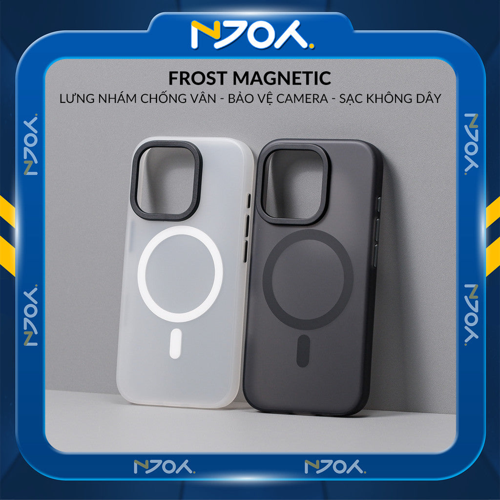 Ốp Nhám Hỗ Trợ Sạc Không Dây Từ Tính Cao Cấp Bảo Vệ Camera Cho Điện Thoại iPhone 16 Pro Max 15 14