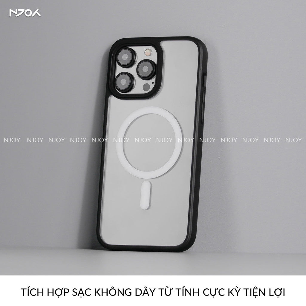 Ốp Trong Suốt Likgus Viền Màu Hỗ Trợ Sạc Không Dây Từ Tính Cho iPhone 16 Pro Max 15 14 13 12