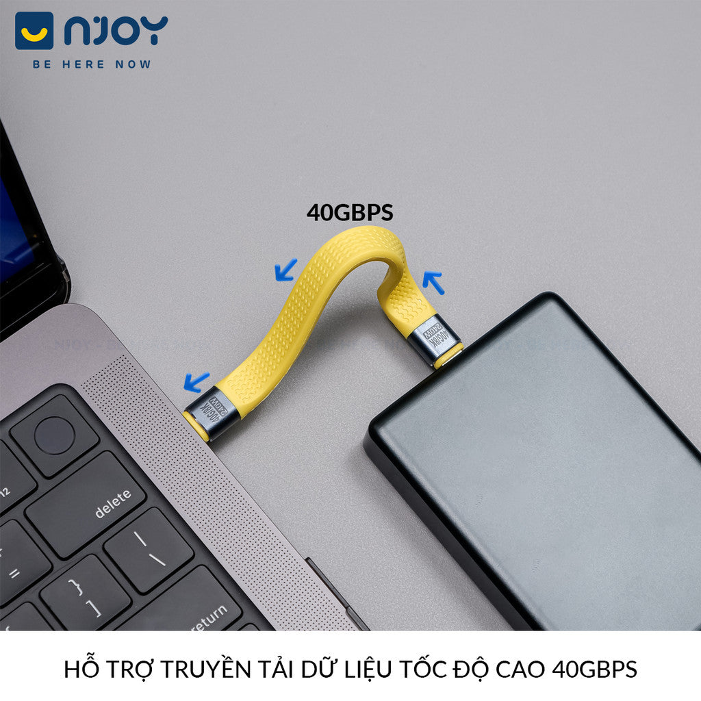 Cáp Ngắn C To C 240W Chip E-Mark 13cm Chuẩn USB 4.0 Hỗ Trợ Xuất Video 8K@60Hz Truyền Dữ Liệu 40Gbps