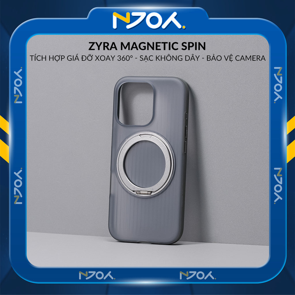 Ốp Lưng Kiêm Giá Đỡ Xoay 360 Độ Hỗ Trợ Sạc Không Dây Từ Tính Cho Điện Thoại iPhone 16 Pro Max 15 14
