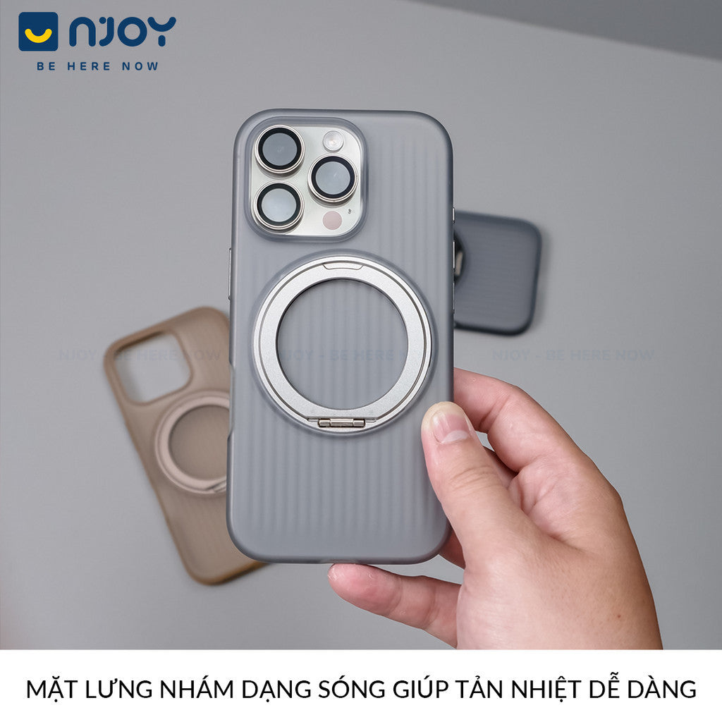 Ốp Lưng Kiêm Giá Đỡ Xoay 360 Độ Hỗ Trợ Sạc Không Dây Từ Tính Cho Điện Thoại iPhone 16 Pro Max 15 14