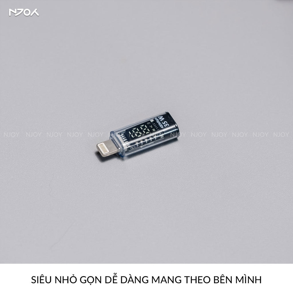 Đầu Chuyển Type-C to Lightning 35W Njoy Màn Hình Led Cho Điện Thoại iPhone 16 Pro Max 15 14 13 12 11