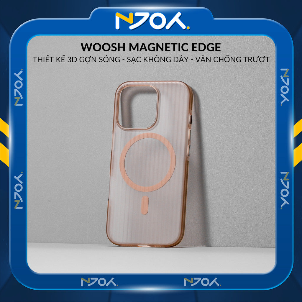 Ốp Nhám Sọc Nổi 3D Njoy Tích Hợp Sạc Nam Châm Từ Tính Cho iPhone 17 Pro Max 16 15 14 13 12