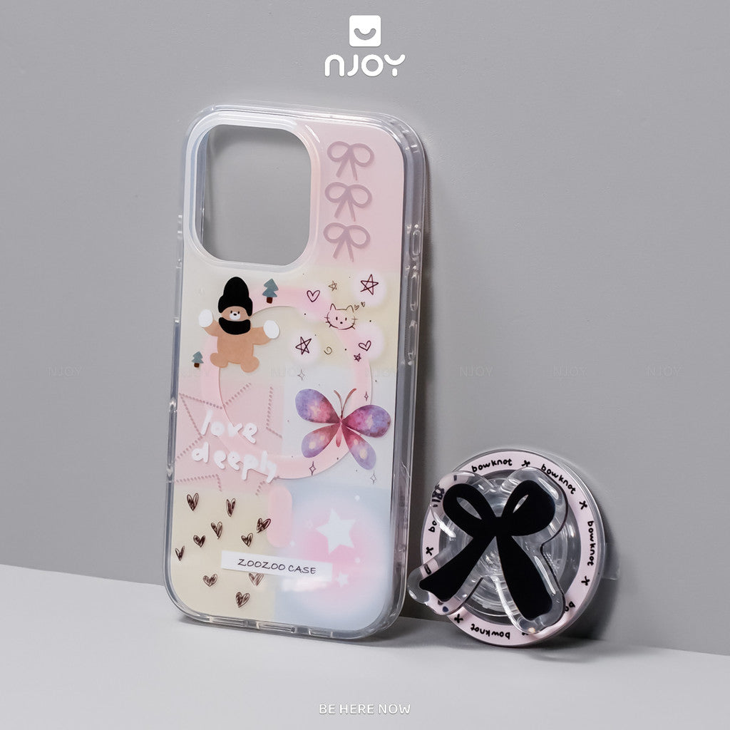 Ốp Lưng In Hình Bowknot Chiếc Nơ Kèm Giá Đỡ Popsocket Cho Điện Thoại iPhone 18 Pro Max 17 16 15 14 13