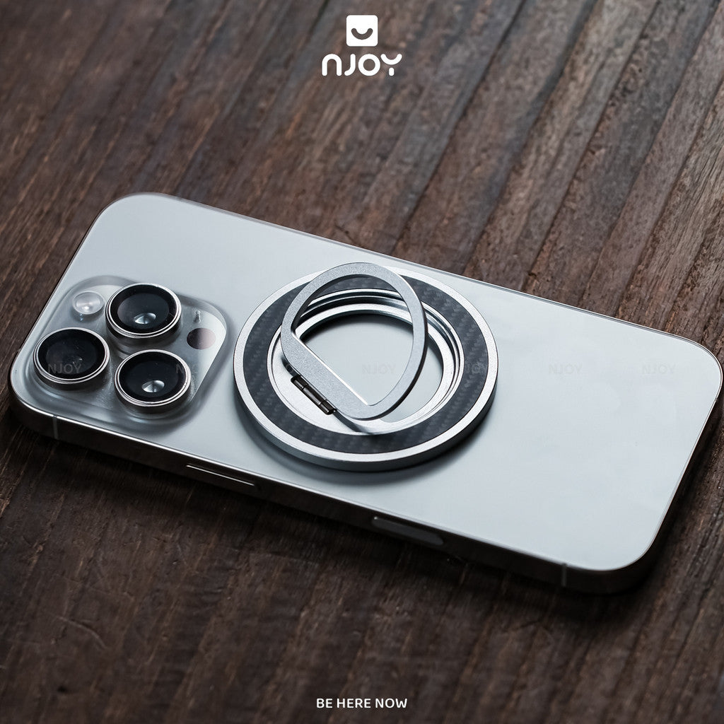 Giá Đỡ Điện Thoại Vân Carbon Cao Cấp Siêu Mỏng Xoay 360 Độ Hít Magsafe Cho Điện Thoại iPhone Samsung
