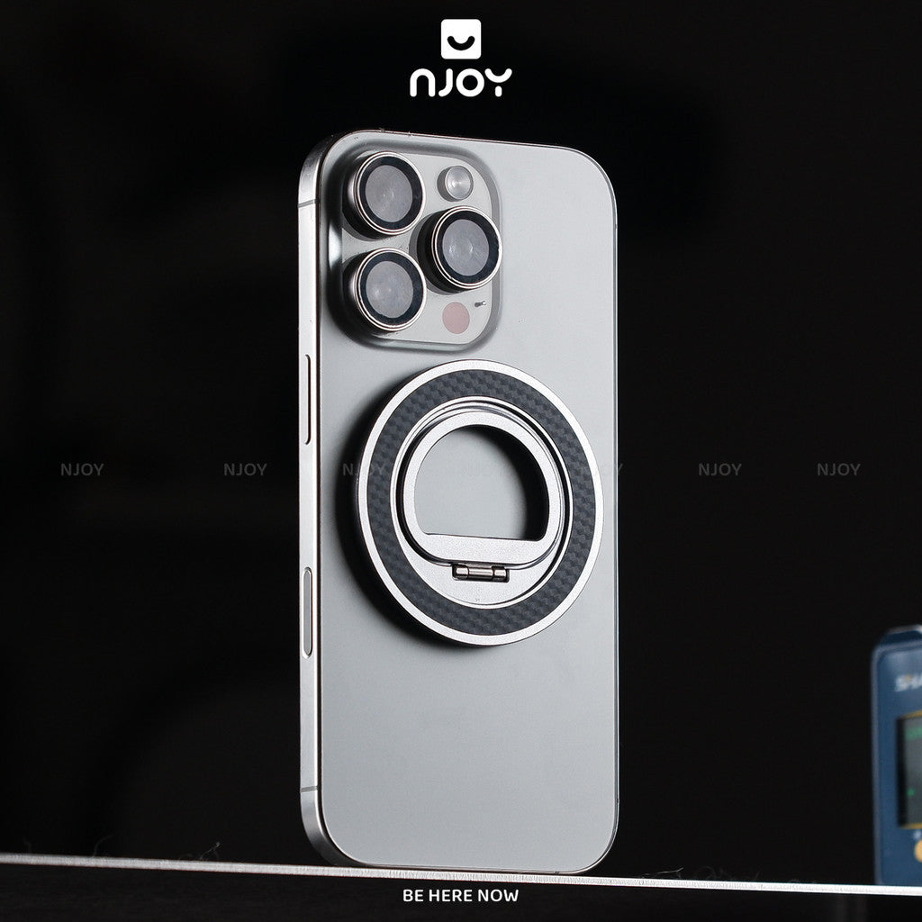 Giá Đỡ Điện Thoại Vân Carbon Cao Cấp Siêu Mỏng Xoay 360 Độ Hít Magsafe Cho Điện Thoại iPhone Samsung
