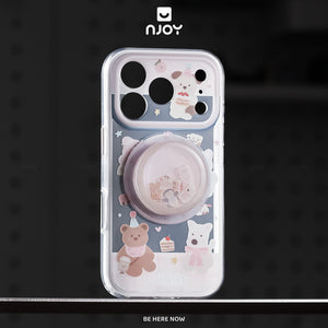 Ốp In Hình Thú Cưng Chim Cánh Cụt Heo Gấu Có Giá Đỡ iRing Cho Điện Thoại iPhone 17 Pro Max 16 15 14