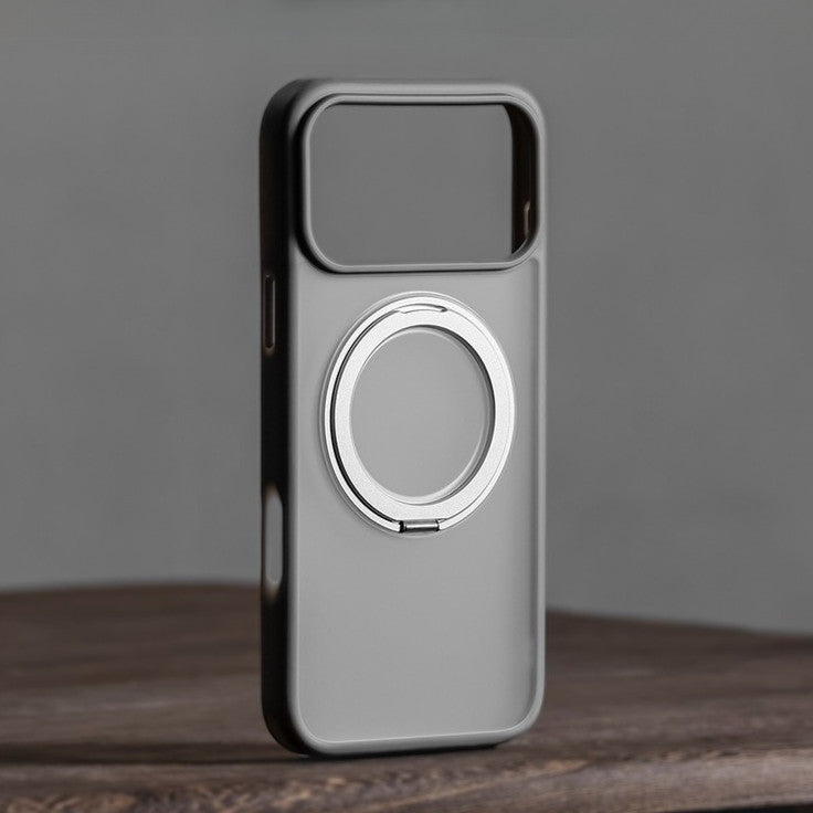 Ốp Nhám Chống Vân Tay Có Giá Đỡ Xoay 360 Độ Sạc Không Dây Cho Điện Thoại iPhone 18 Pro Max 17 16 15 14