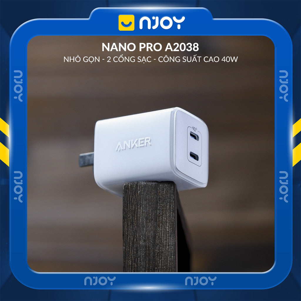 Củ Sạc 2 Cổng Anker Nano Pro 40W Type C Nhỏ Gọn Cho iPhone iPad Airpods Samsung Xiaomi
