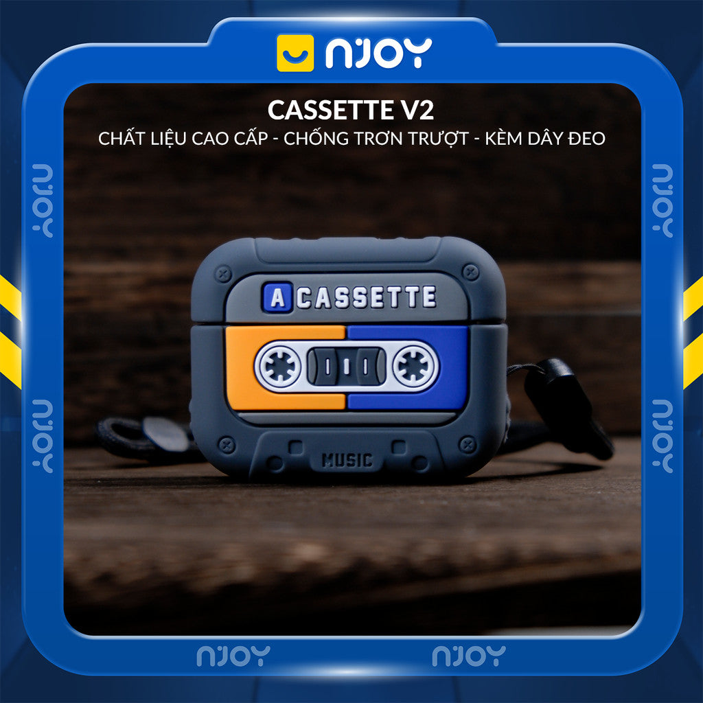 Ốp In Hình Máy Nghe Nhạc Cassette Cổ Điển Retro Kèm Dây Đeo Cho Airpods Pro 3 2 Airpods 4