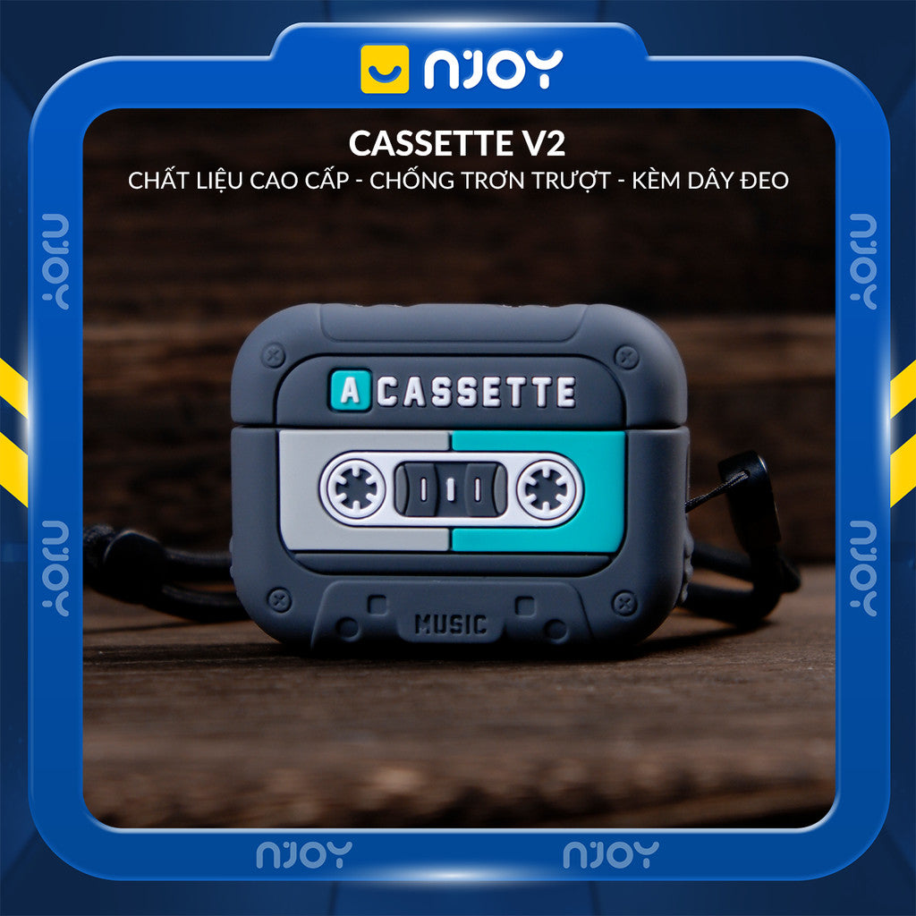 Ốp In Hình Máy Nghe Nhạc Cassette Cổ Điển Retro Kèm Dây Đeo Cho Airpods Pro 3 2 Airpods 4