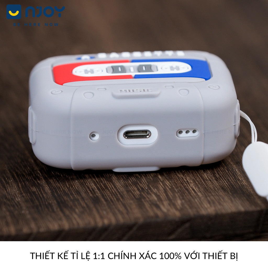 Ốp In Hình Máy Nghe Nhạc Cassette Cổ Điển Retro Kèm Dây Đeo Cho Airpods Pro 3 2 Airpods 4