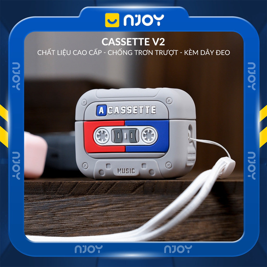 Ốp In Hình Máy Nghe Nhạc Cassette Cổ Điển Retro Kèm Dây Đeo Cho Airpods Pro 3 2 Airpods 4