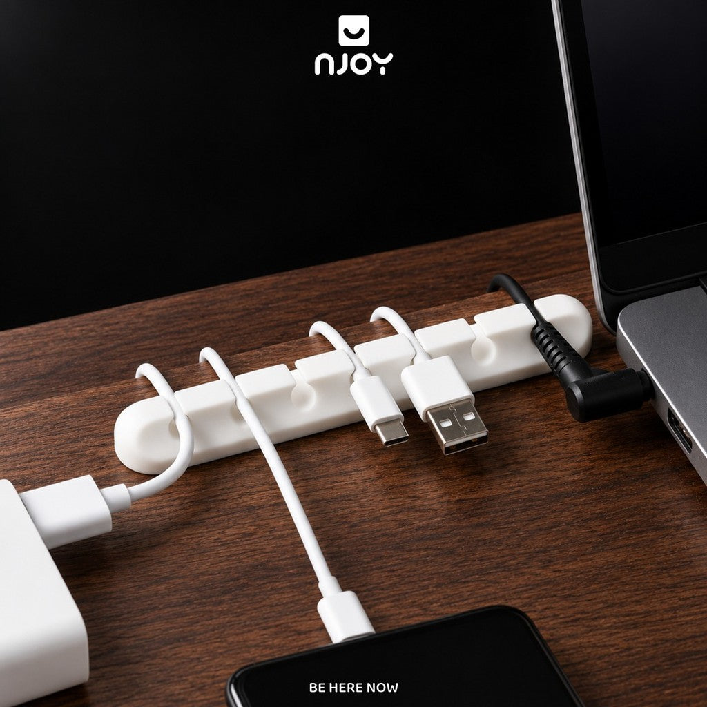 Kẹp Cố Định Dây Cáp Sạc Chất Liệu Silicon Nhiều Khe Dán Cạnh Bàn Xếp Gọn Dây Sạc Tai Nghe Máy Tính